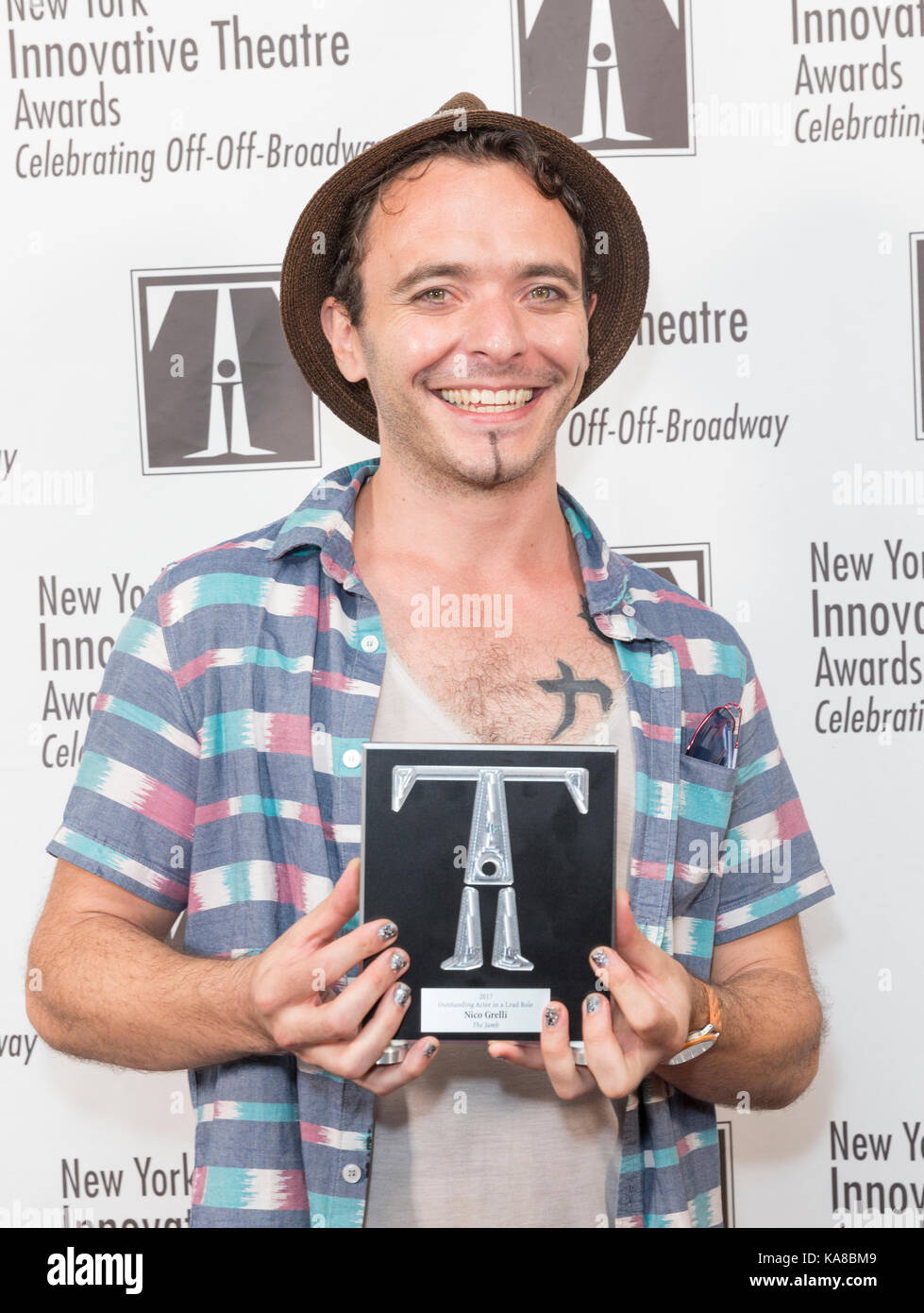 New York, United States. 25th Sep, 2017. Nico Grelli winner Outstanding Actor in Lead Role attends 2017 Innovation Theatre Awards at Gerald Lynch Theatre at John Jay College Credit: lev radin/Alamy Live News Stock Photo