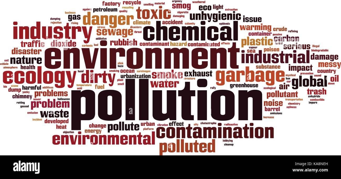 Pollution word cloud concept. Vector illustration Stock Vector