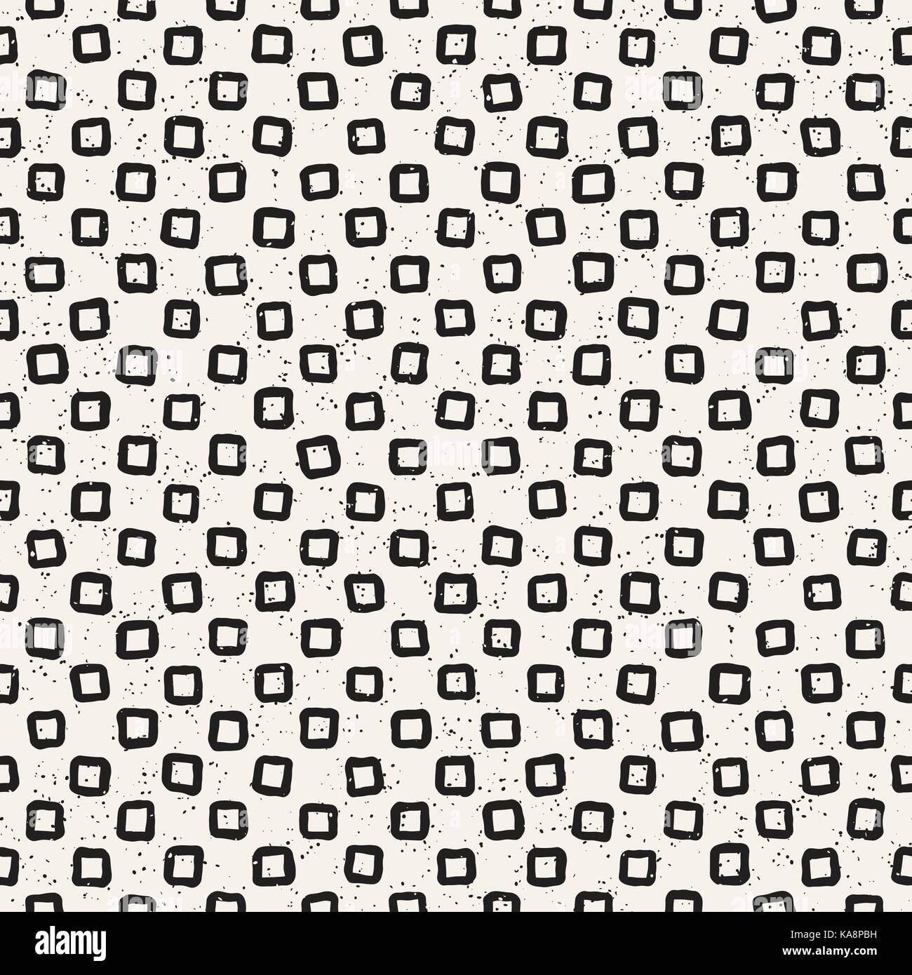 Hand drawn black and white ink abstract seamless pattern. Vector grunge ...