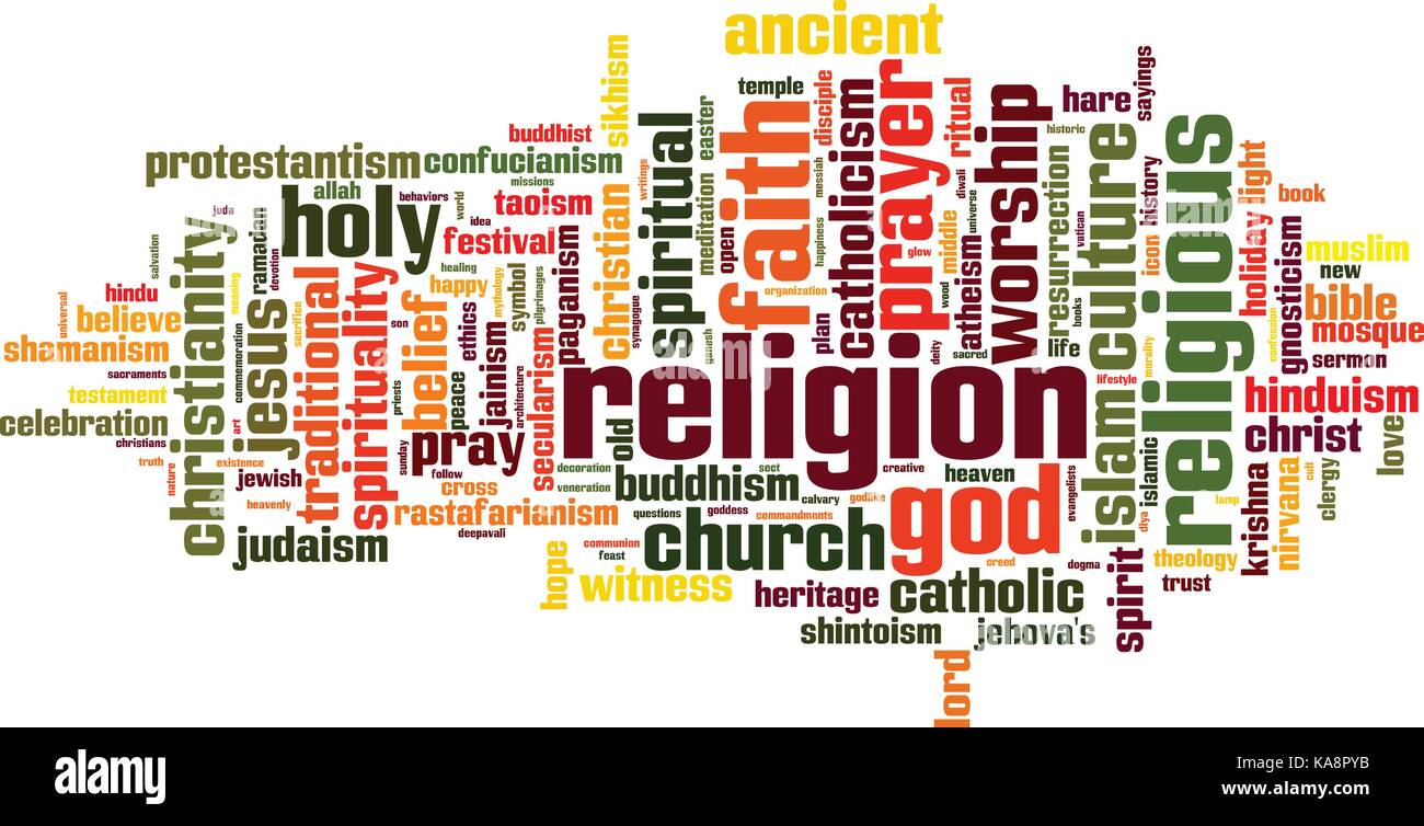 Religion word cloud concept. Vector illustration Stock Vector Image