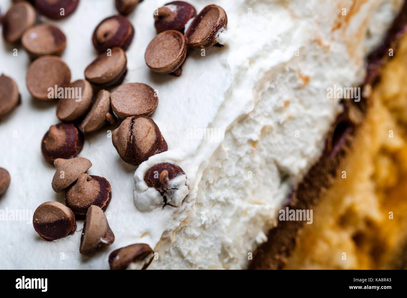 slice of cream and chocolate pie Stock Photo