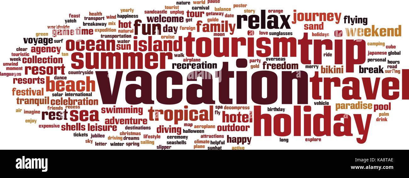 Vacation word cloud concept. Vector illustration Stock Vector Image