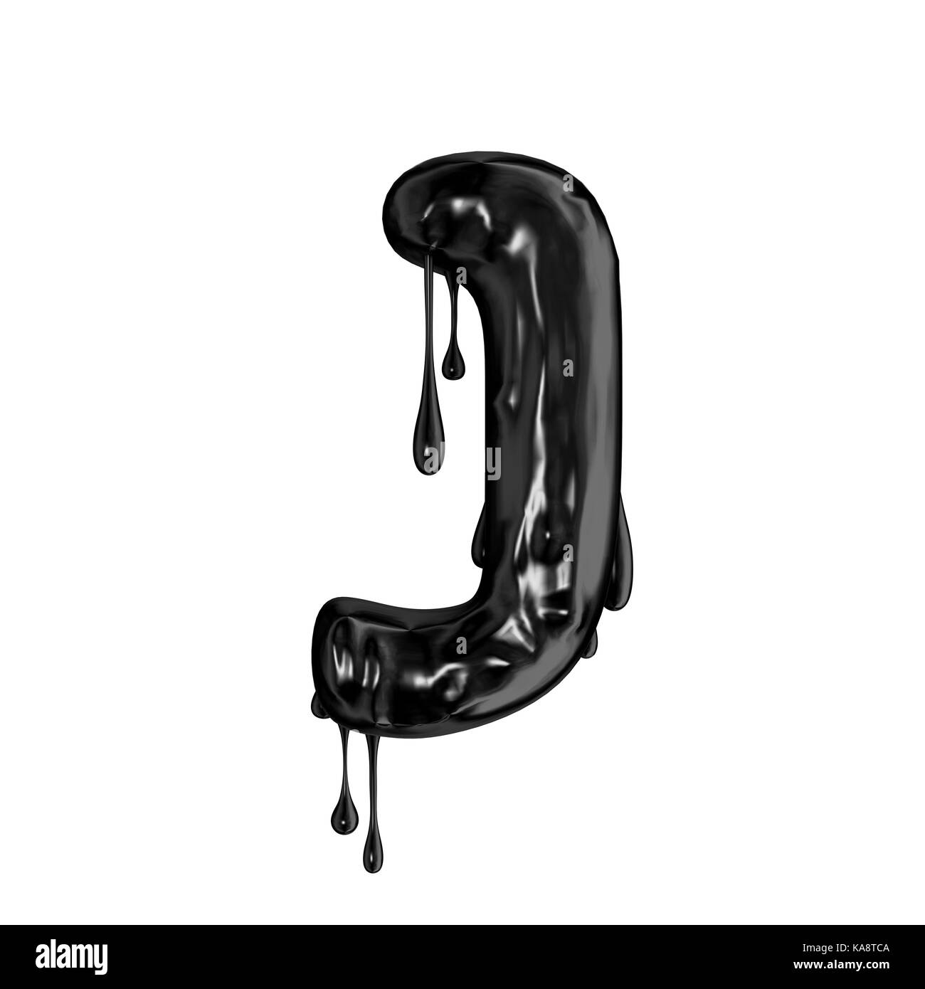 Black dripping slime halloween capital letter J Stock Photo
