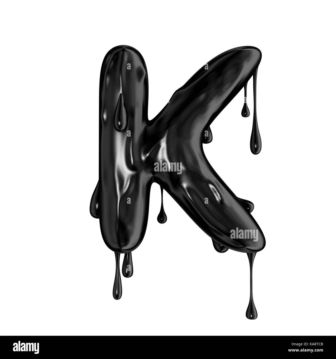 Black dripping slime halloween capital letter K Stock Photo