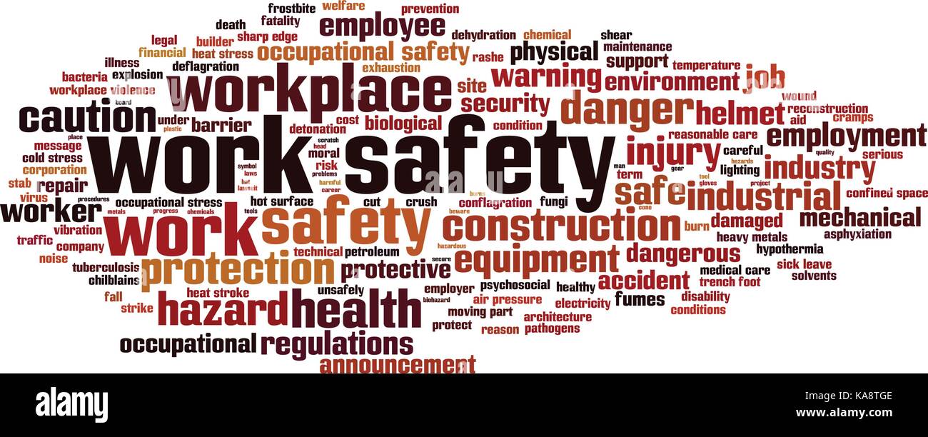 Work safety word cloud concept. Vector illustration Stock Vector