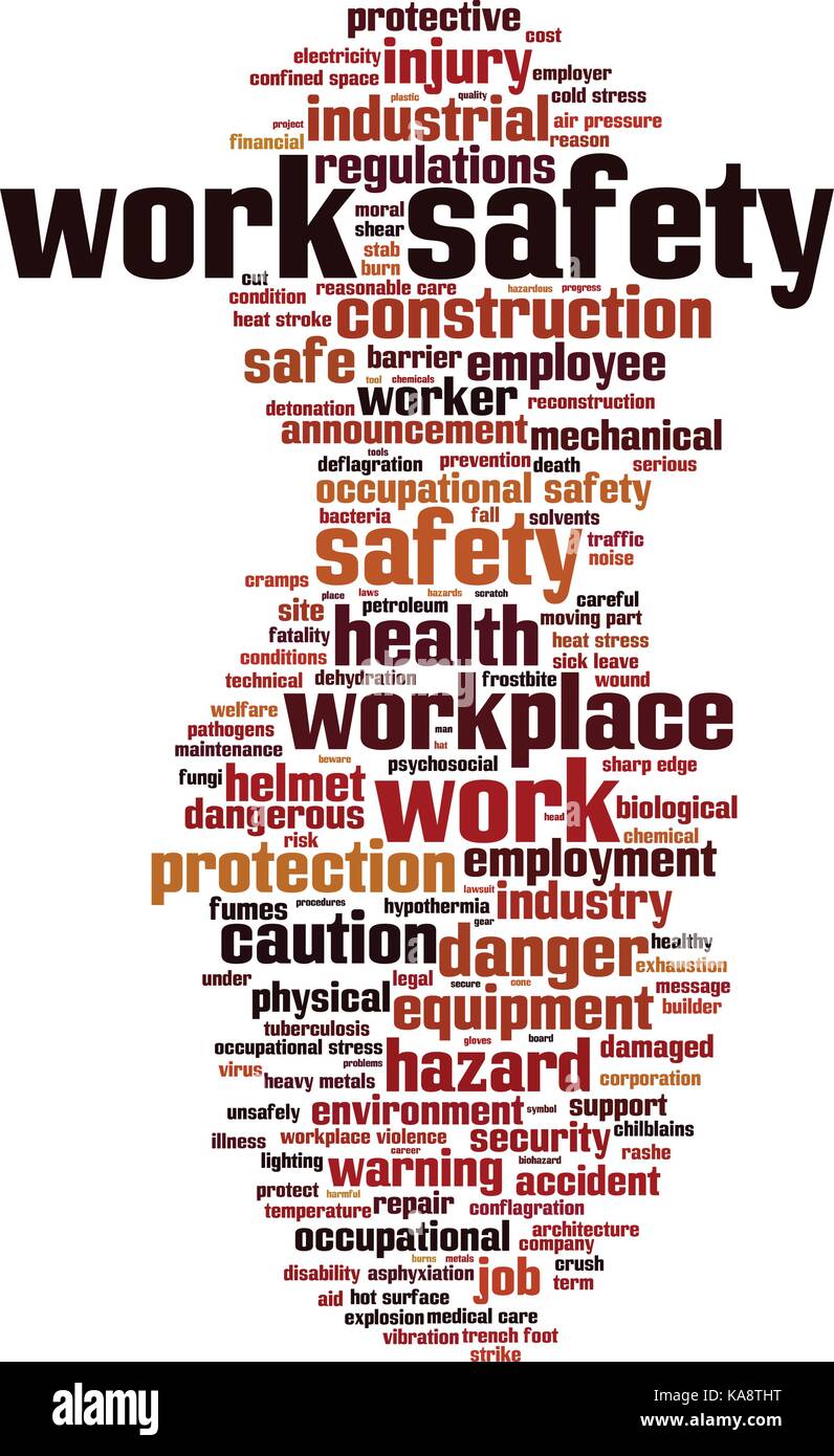 Work safety word cloud concept. Vector illustration Stock Vector