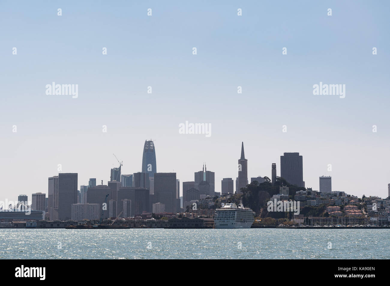 Cityscape of the San Francisco skyline, California, USA, from the San Francisco Bay Stock Photo