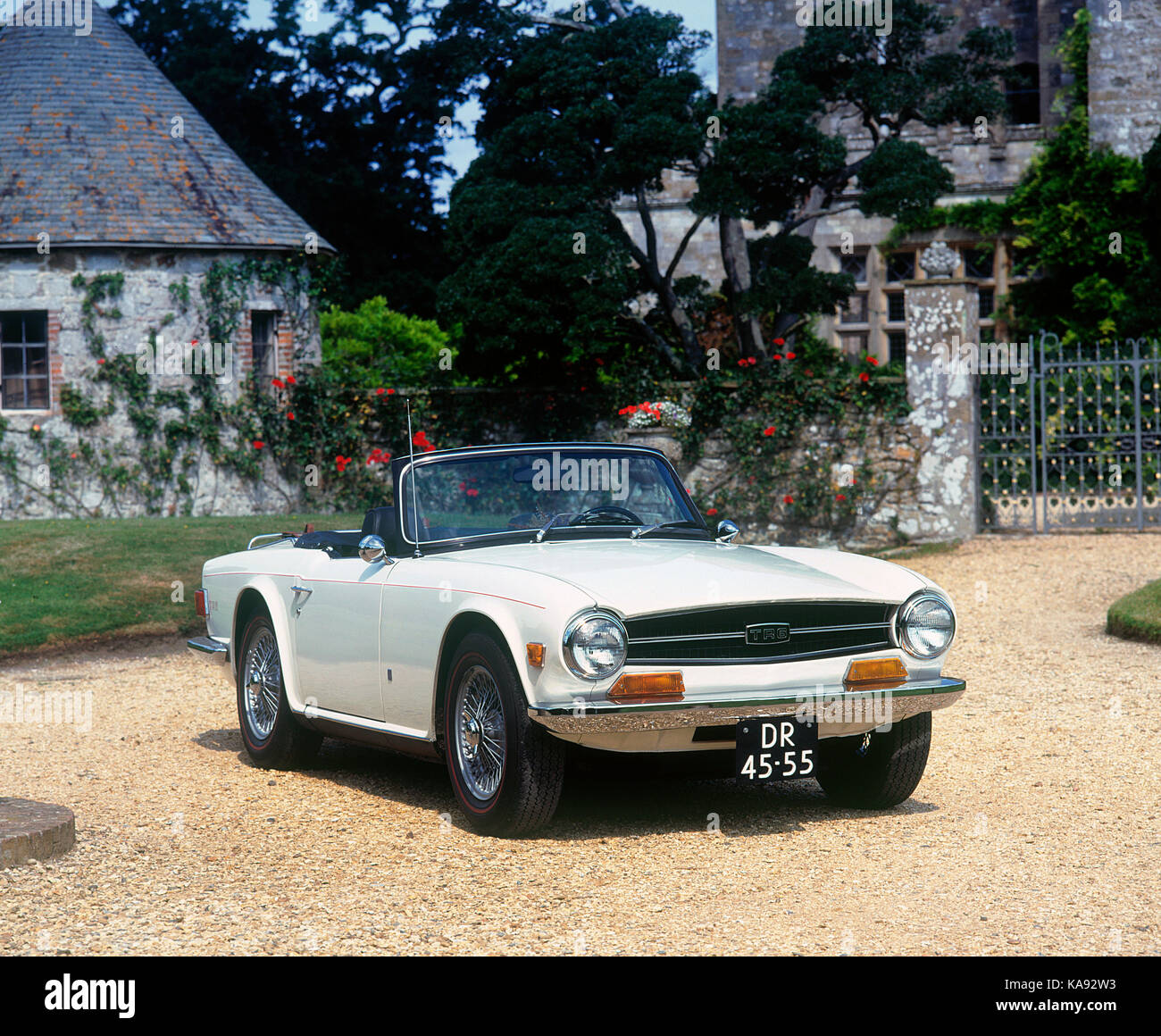 White Triumph TR6 Sports Car Vintage Stock Photo - Alamy