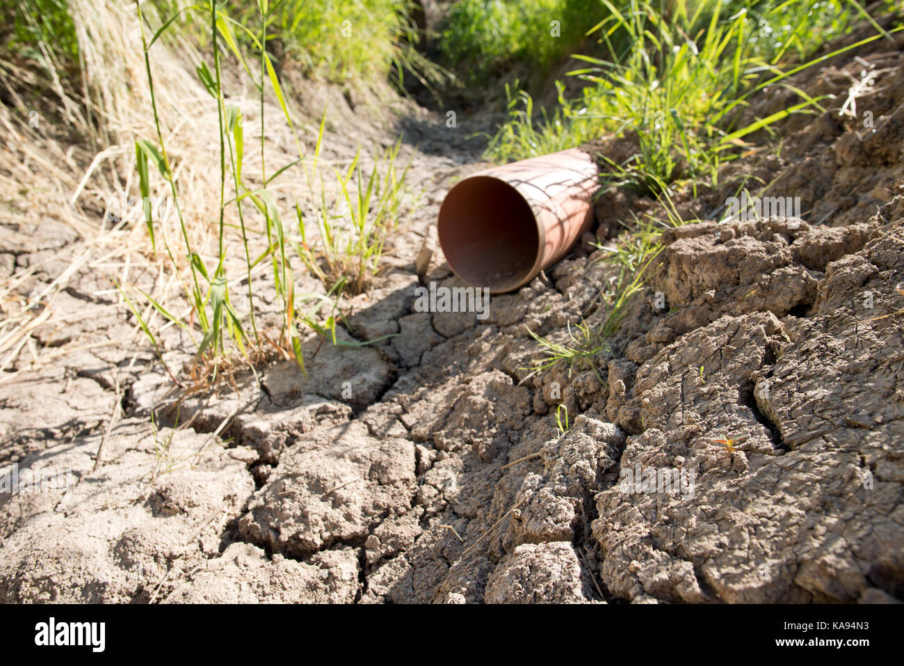 Dry Gutter without Water in the Summer Stock Photo