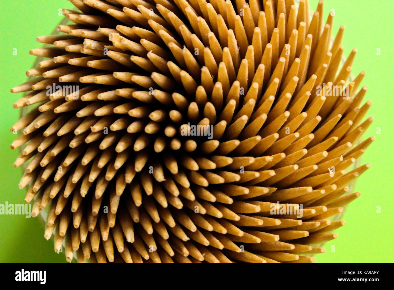 A bunch of toothpicks from top view on green Stock Photo Alamy