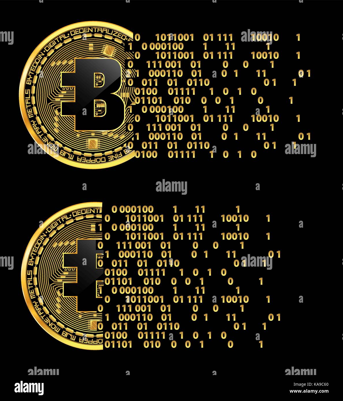 Set of crypto currency bytecoin golden symbols Stock Vector Image & Art -  Alamy