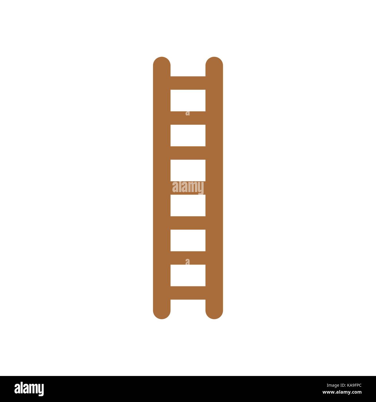Flat design style vector illustration of brown wooden ladder symbol icon on white background