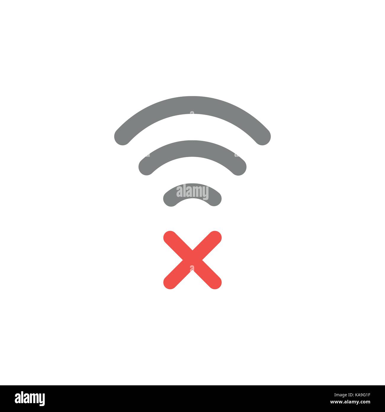 Flat Design Style Vector Illustration Concept Of Grey Wifi Symbol Icon With Red X Mark On White Background Stock Vector Image Art Alamy