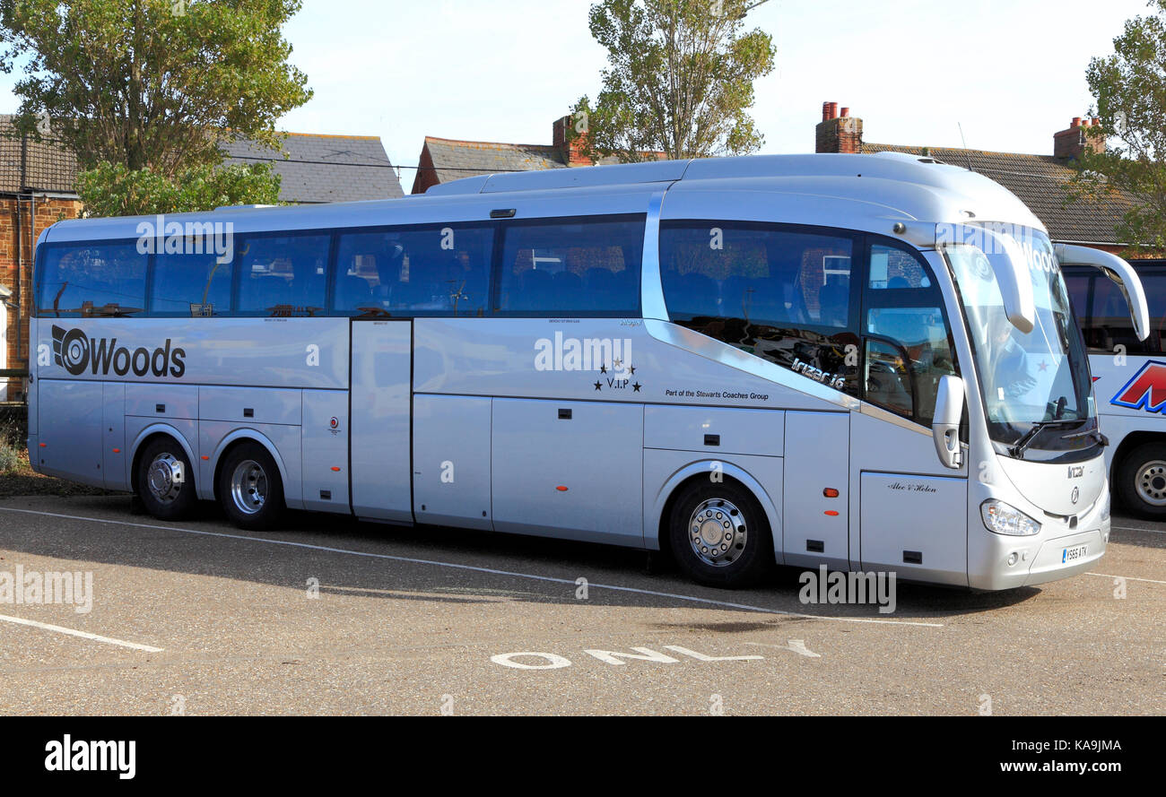 Woods coaches, coach, day trips, trip, excursions, excursion, holiday, holidays, travel company, companies, bus, transport, Stewarts Coaches Group Stock Photo