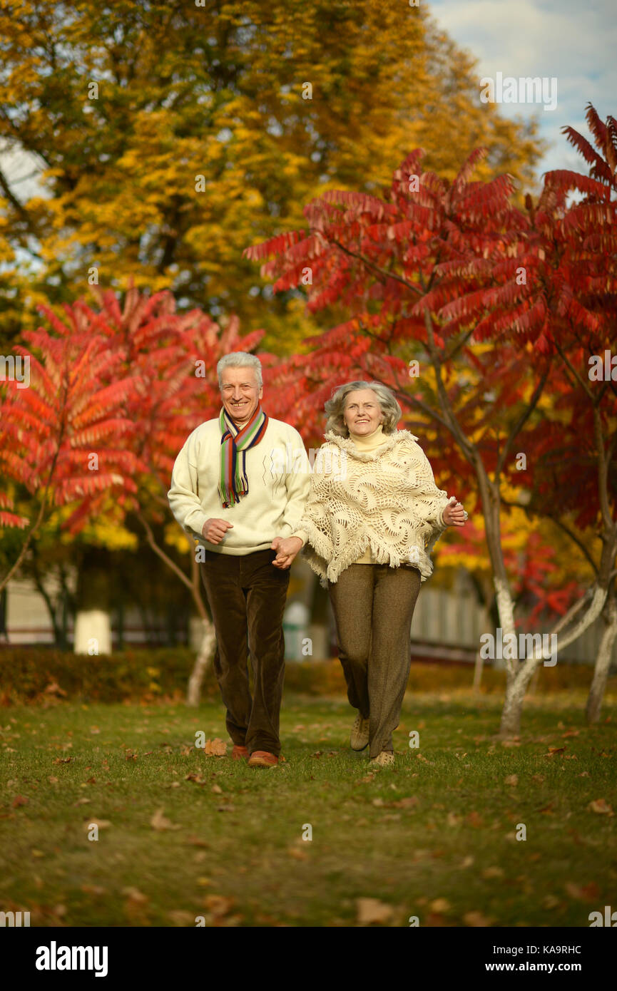 Senior couple running in park Stock Photo - Alamy