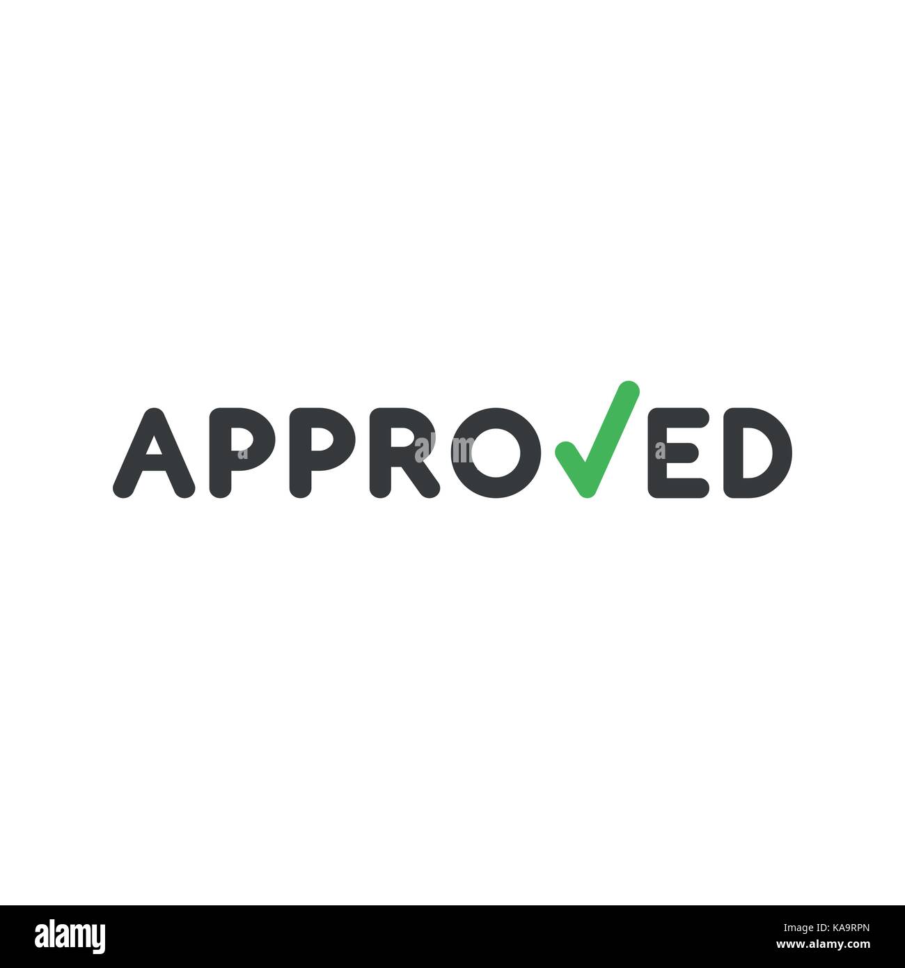 Flat design style vector illustration concept of black approved word