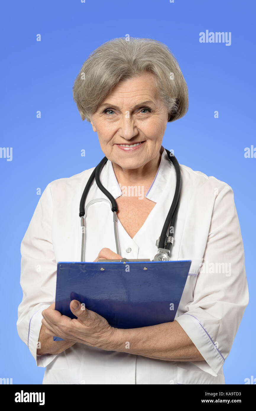 senior doctor with stethoscope Stock Photo Alamy