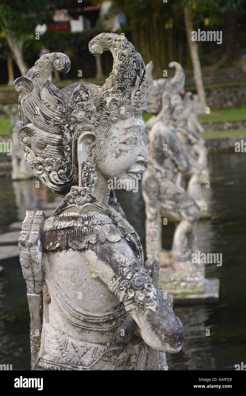 Exotic statues in the Watertemple Tirta Gangga, Bali Stock Photo