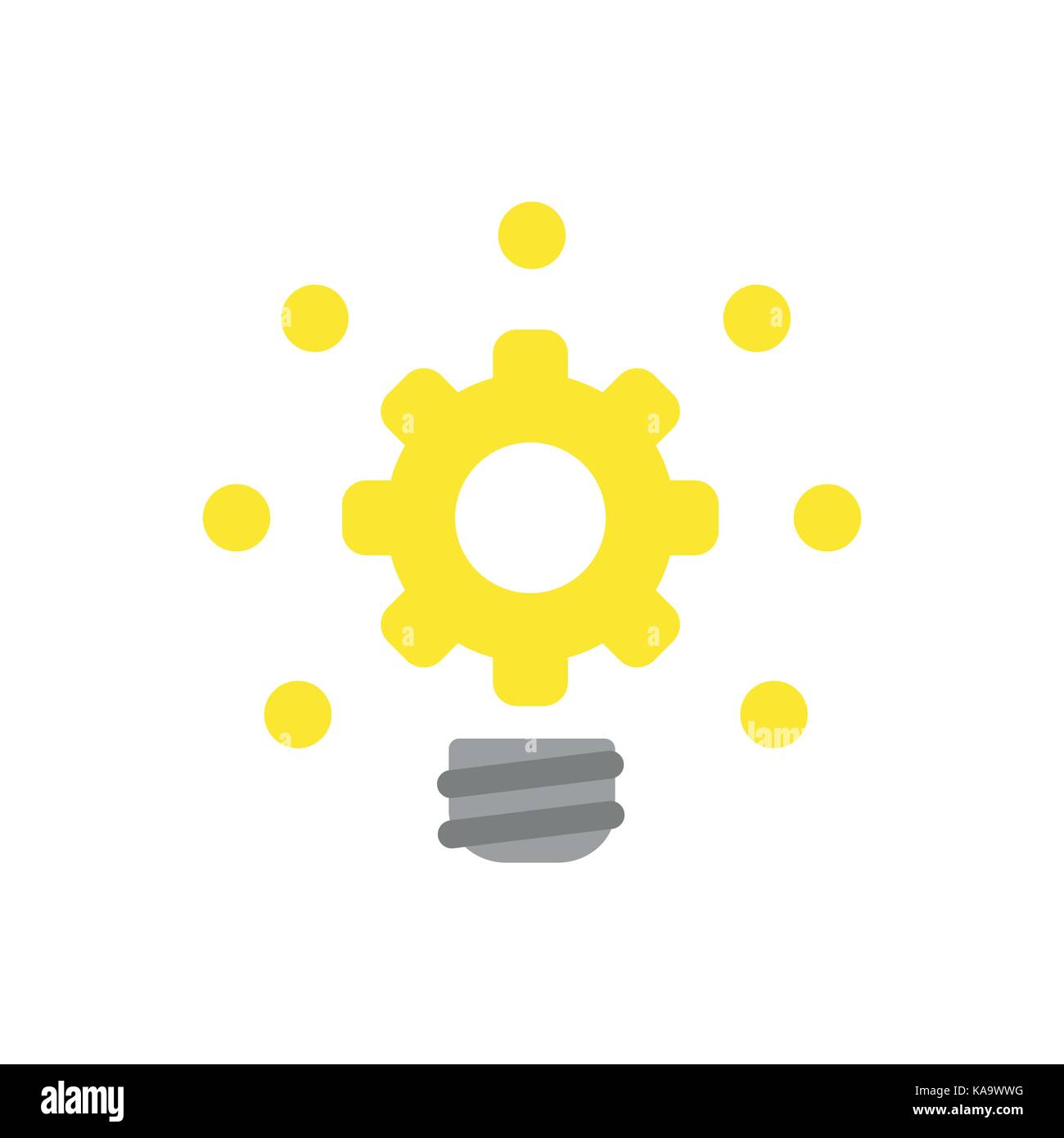 Flat design style vector illustration concept of yellow glowing gear ...