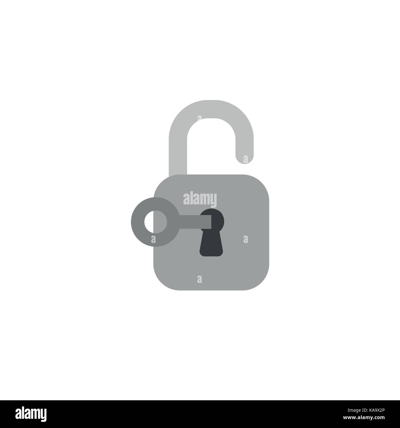 Flat design style vector illustration concept of grey key unlocking
