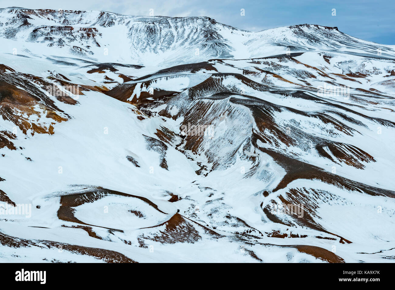 Patterns And Shapes In The Volcanic Slopes Of Krafla Volcano, Iceland Stock Photo