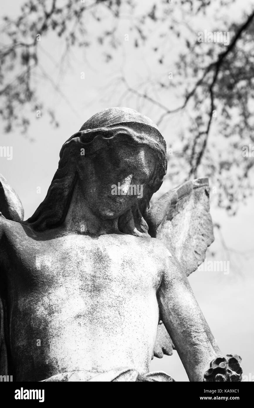 RAHWAY, NEW JERSEY April 28, 2017 Details of an angel statue atop a