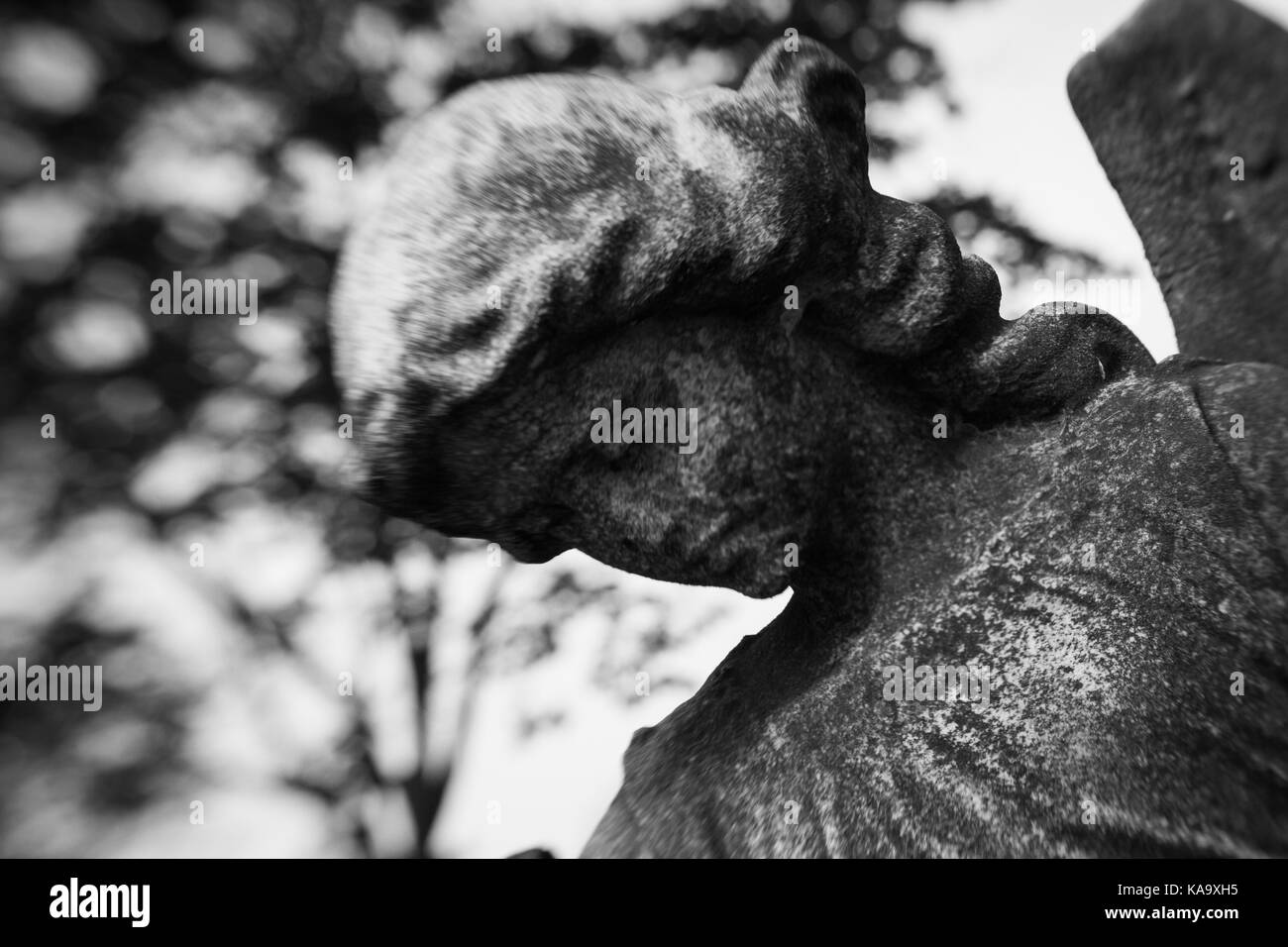 RAHWAY, NEW JERSEY April 28, 2017 Details of an angel statue atop a
