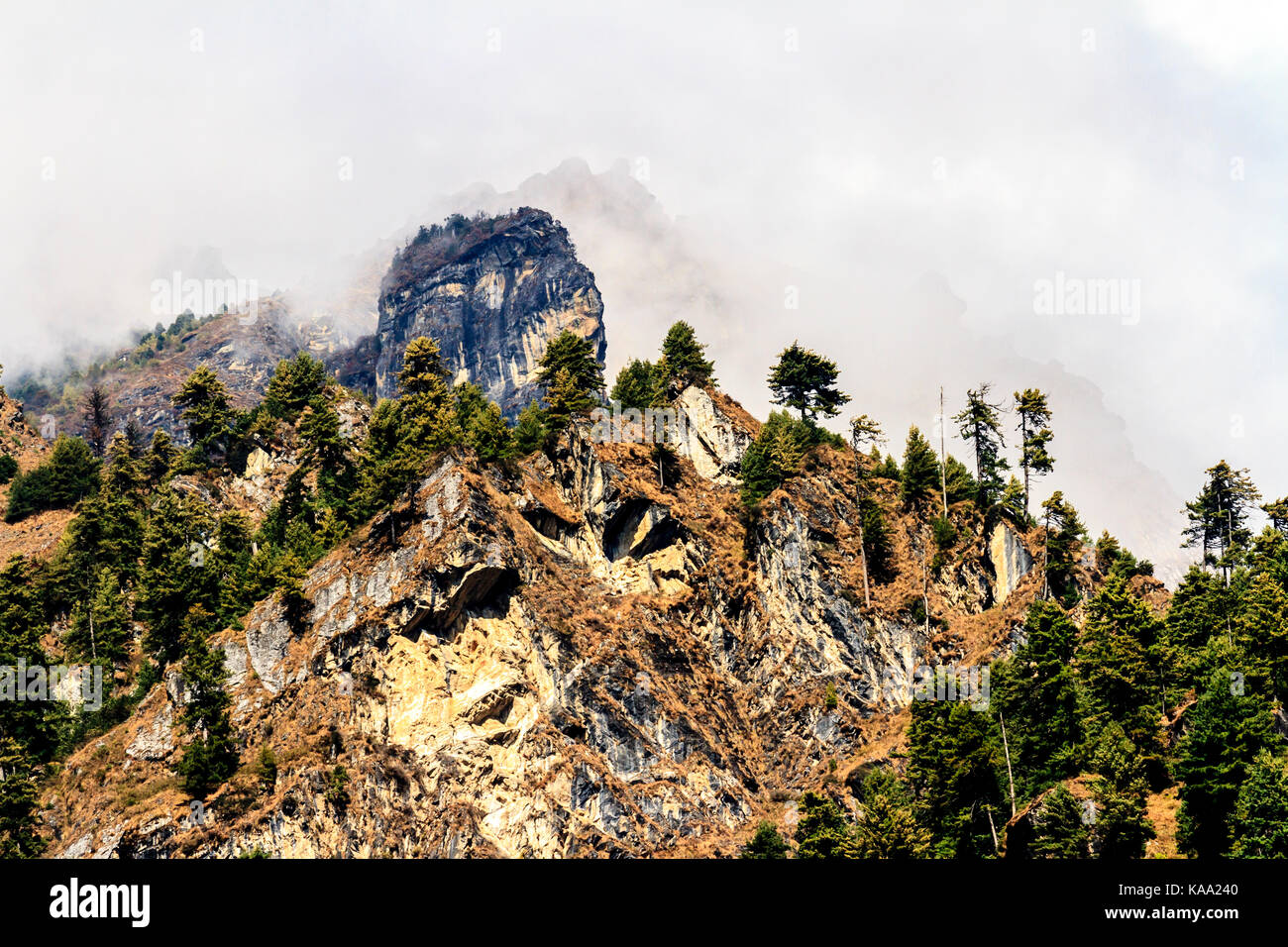 Misty mountain. Himalayas, Nepal Stock Photo