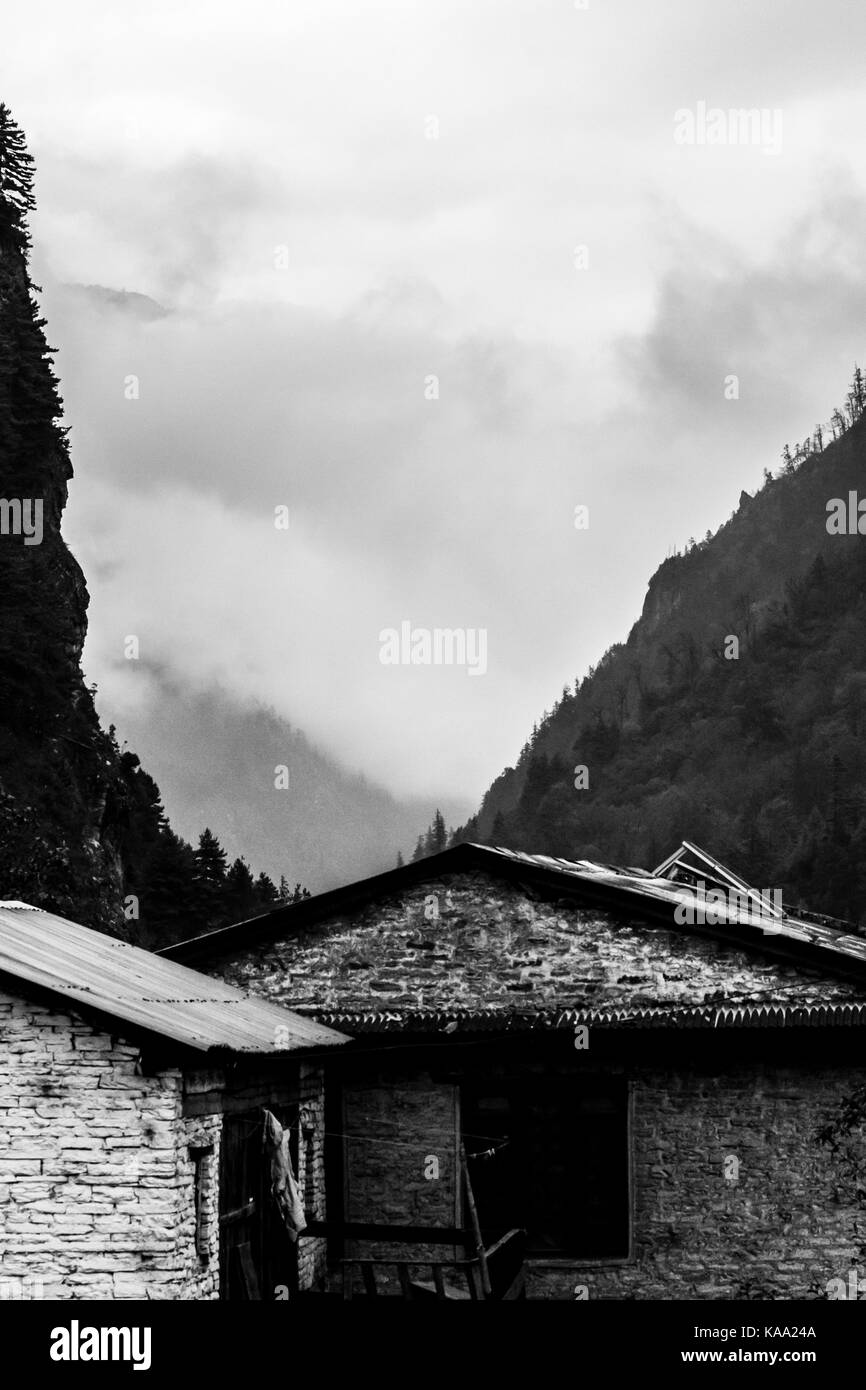 Nepalese village. Nepal, Himalayas, Annapurna Conservation Area Stock Photo