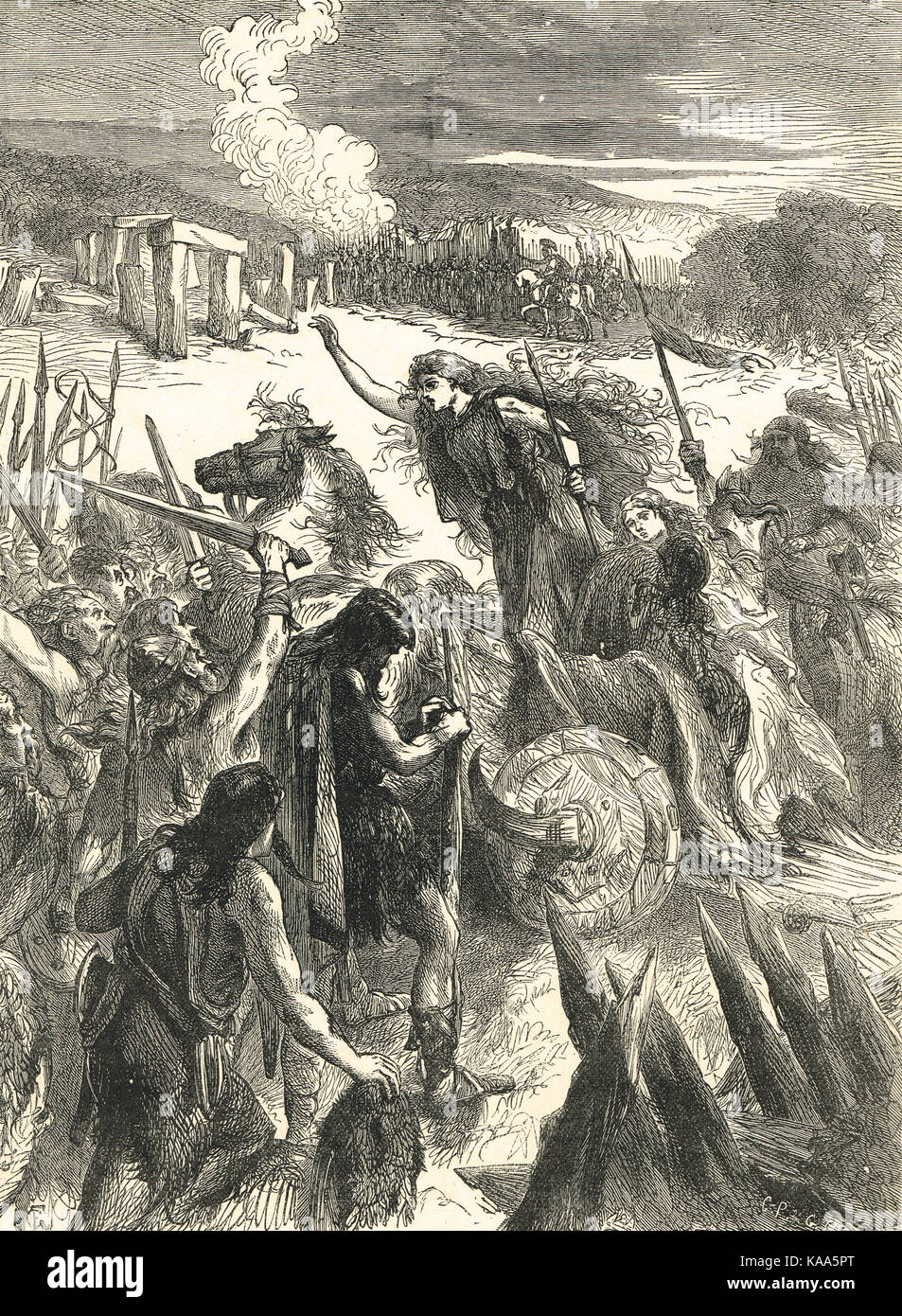 Boadicea or Boudica fighting the Romans circa Ad 60/61 Stock Photo