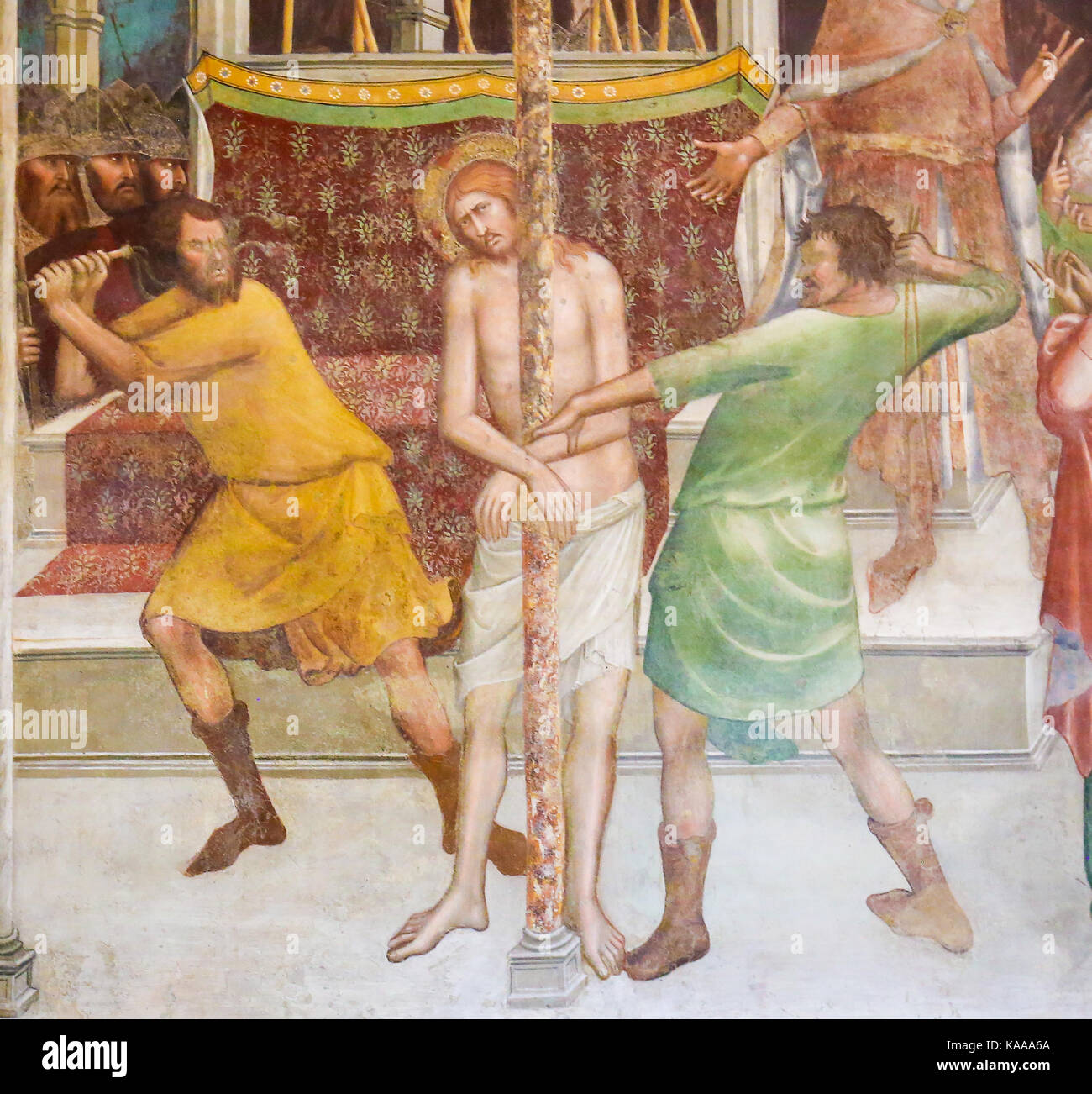 Renaissance Fresco depicting the Flagellation of Christ in the Collegiata of San Gimignano, Italy. Stock Photo