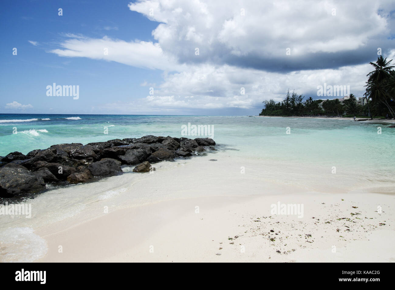 Strikingly beautiful Hasting Beach on the west coast of Barbados Stock Photo