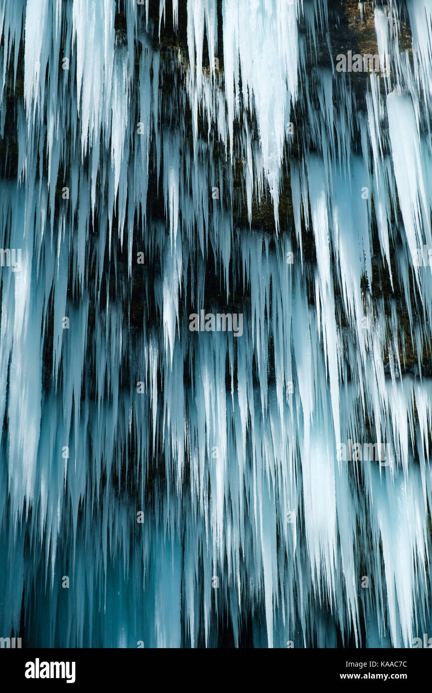 Frozen Pericnik waterfall in Vrata valley, Julian alps. Stock Photo