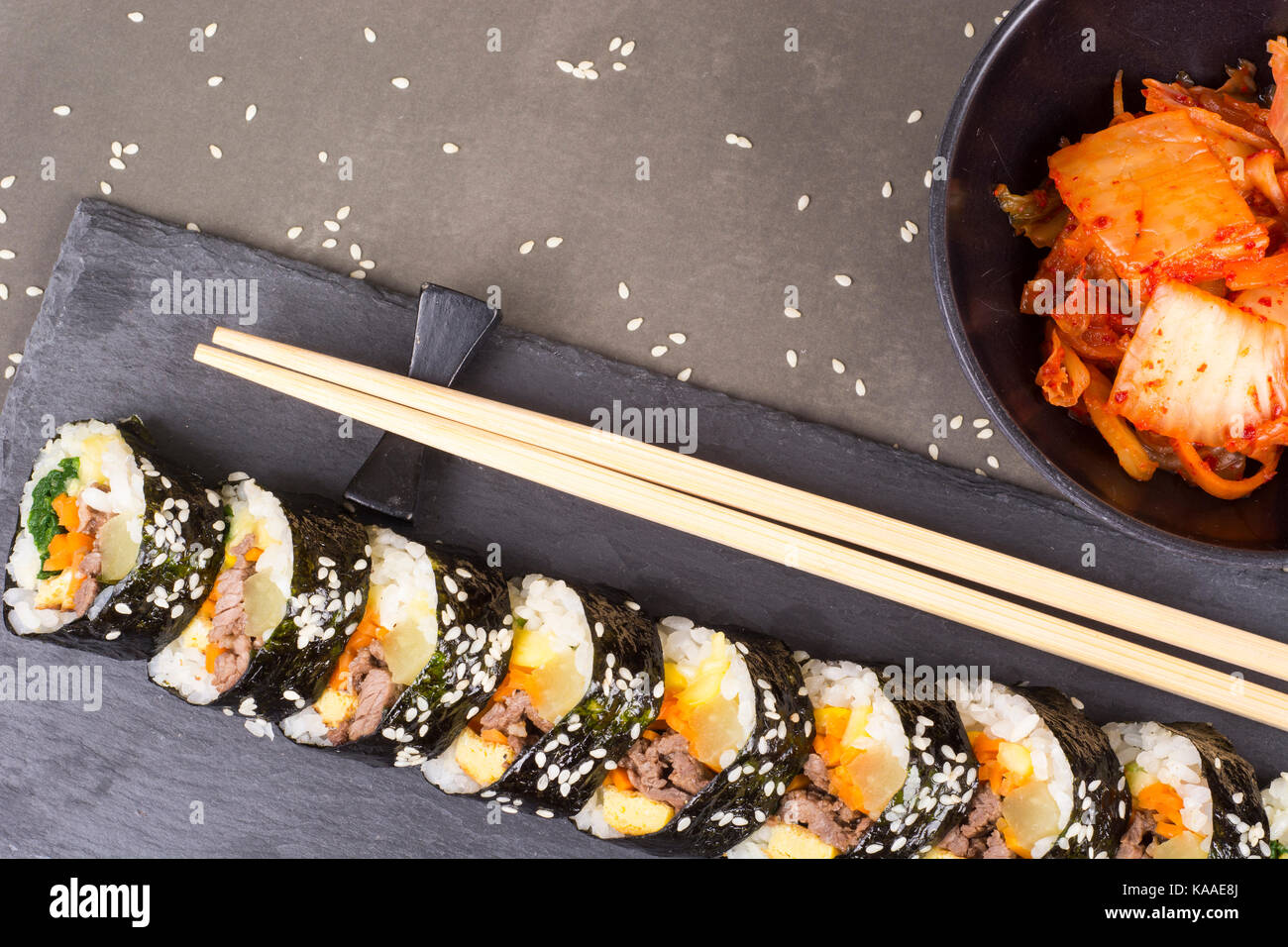 Kimbap or gimbap with tuna korean food Stock Photo Alamy