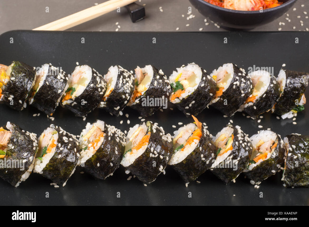 https://c8.alamy.com/comp/KAAENP/kimbap-or-gimbap-with-tuna-korean-food-KAAENP.jpg