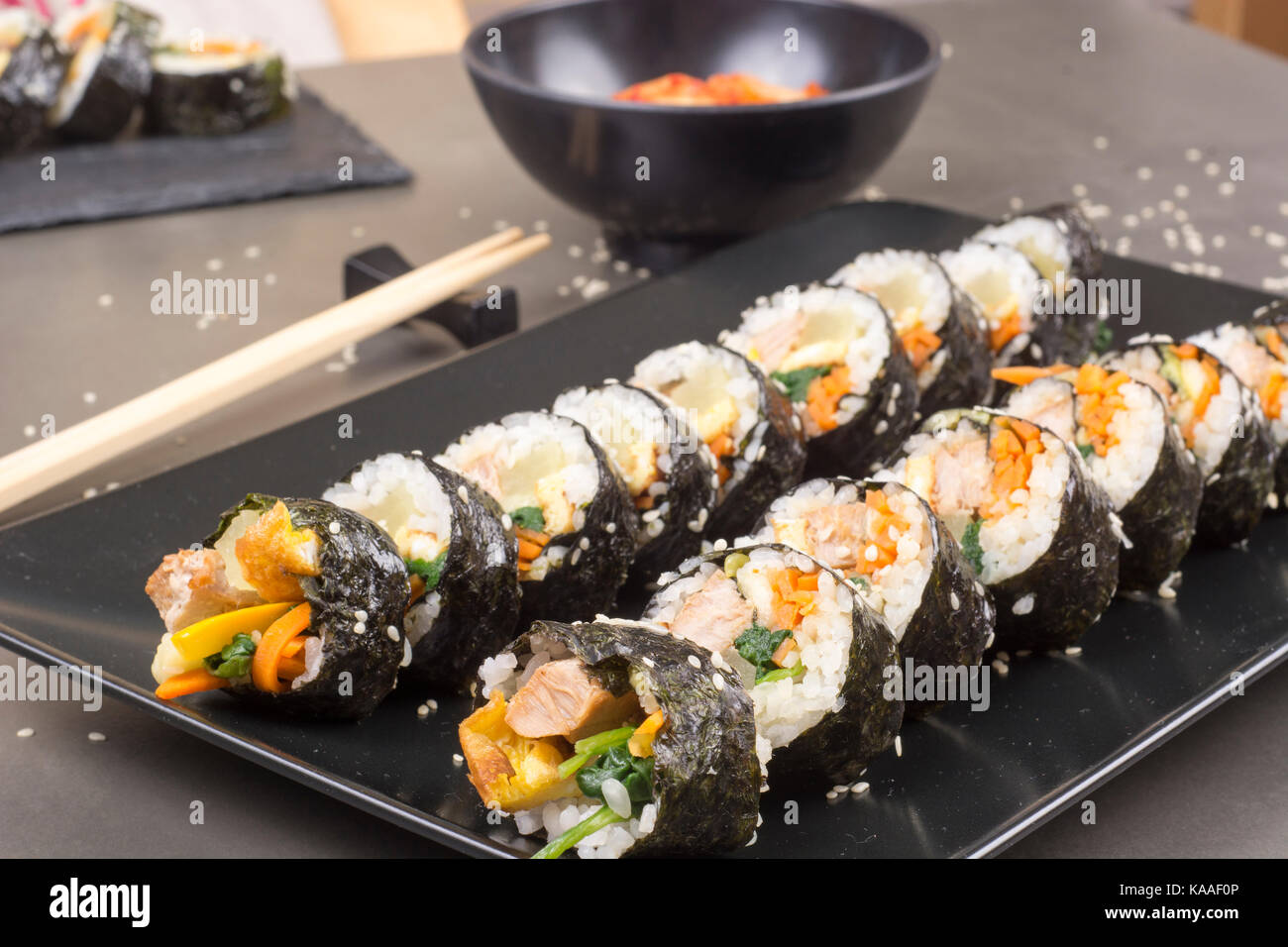Kimbap or gimbap with tuna korean food Stock Photo