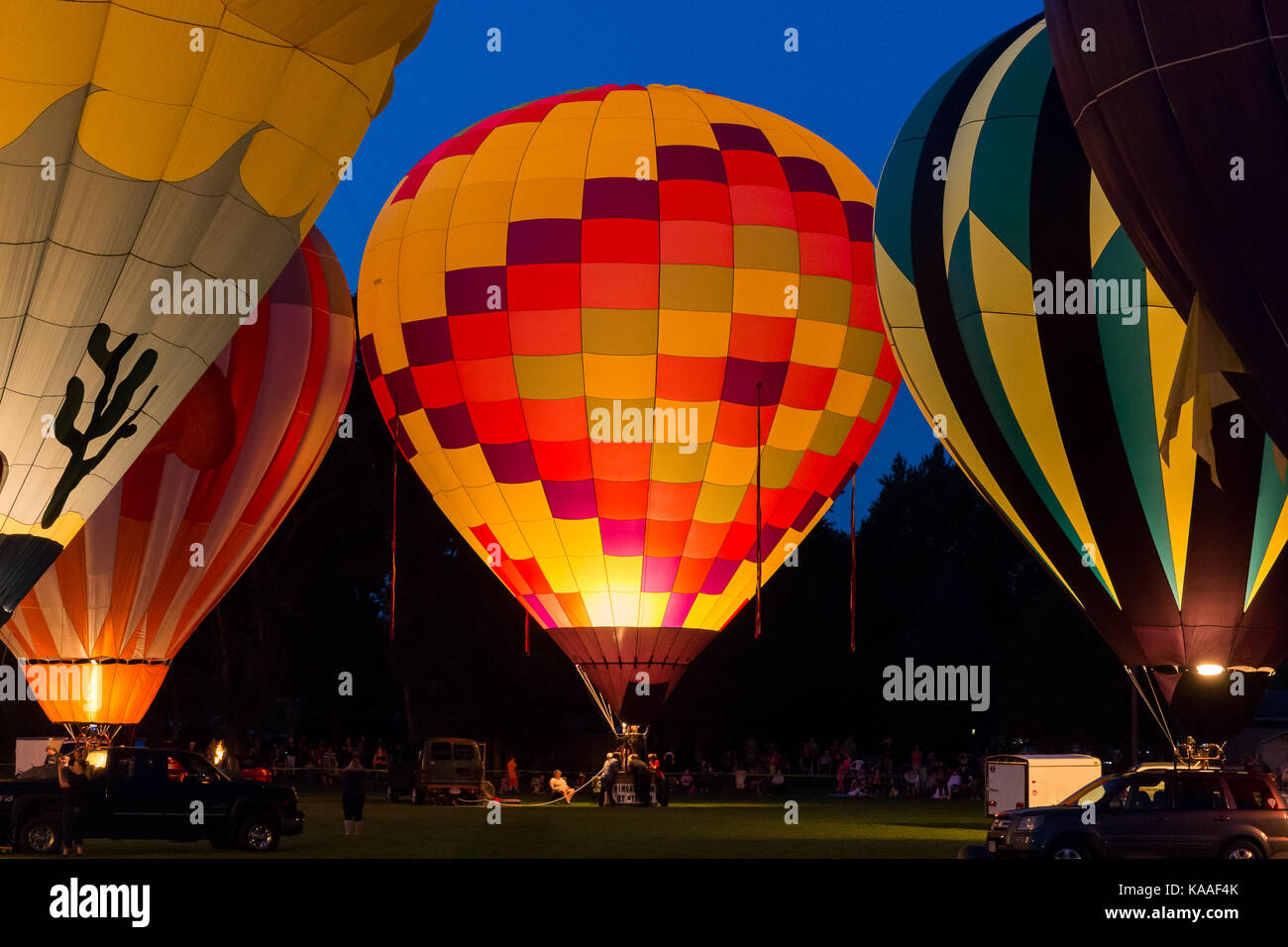 Seymour, WI August 12, 2017 Hot air balloon glow during Hamburger