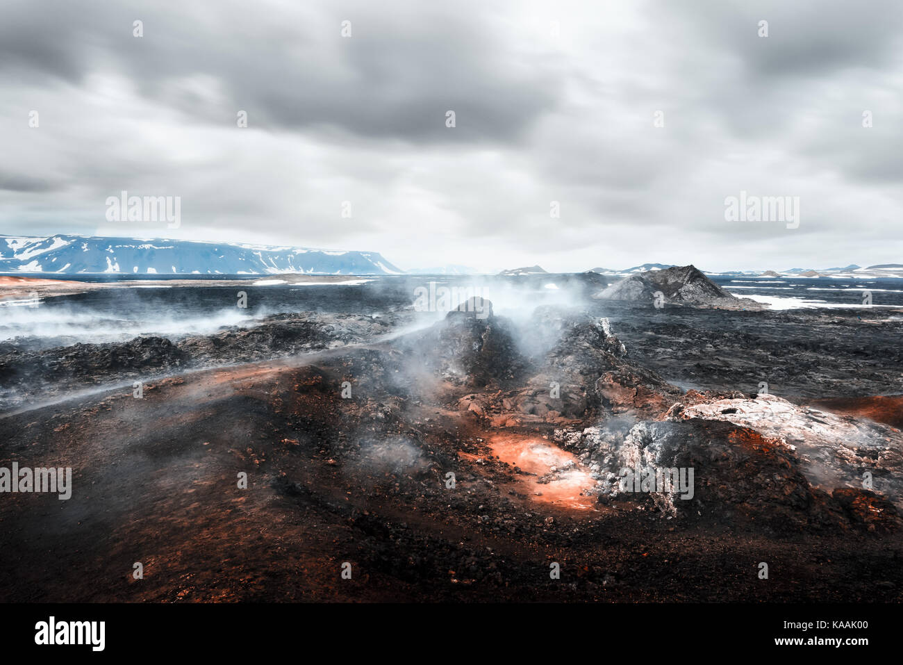 Lavas field in the geothermal valley Stock Photo