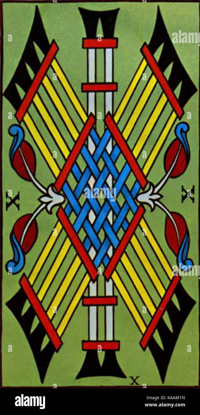 ●○● THE TAROT OF MARSEILLE ●○● Tarot de Marseille clubs10 Stock Photo - Alamy