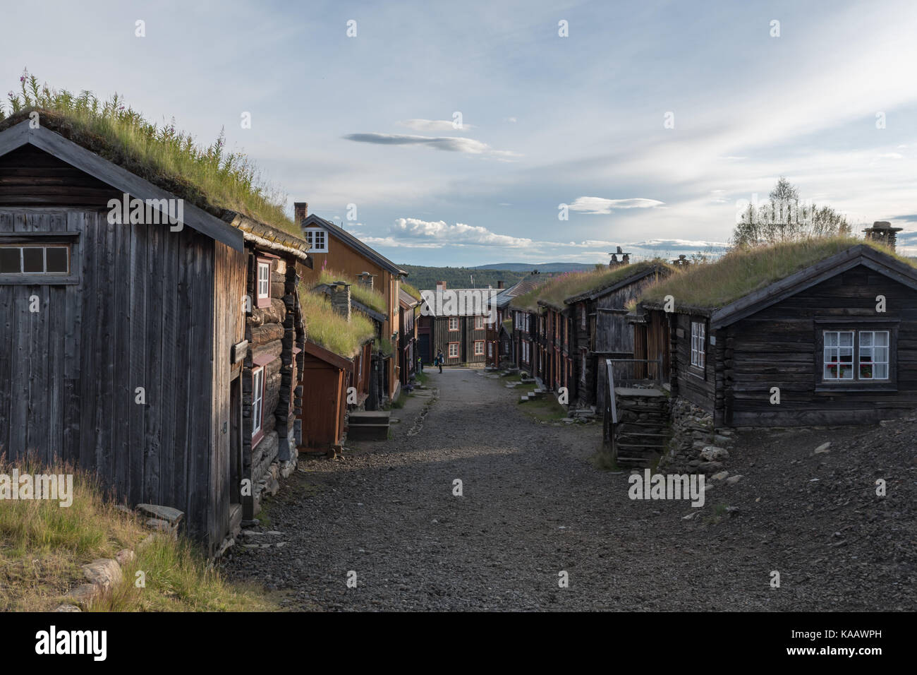 Old buildings in Røros, Trondelag, Norway Stock Photo