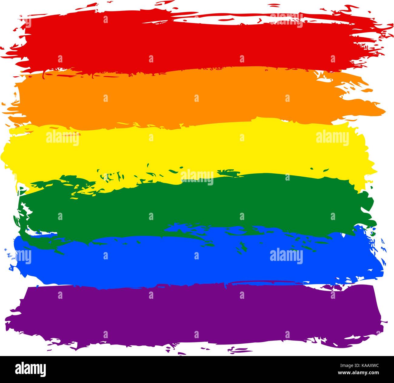 Rough paint brush stroke made in the colors of the rainbow pride flag ...
