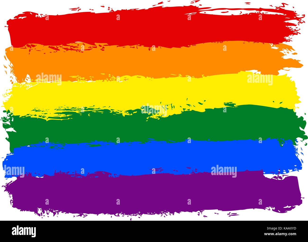 Rough paint brush stroke made in the colors of the rainbow pride flag ...