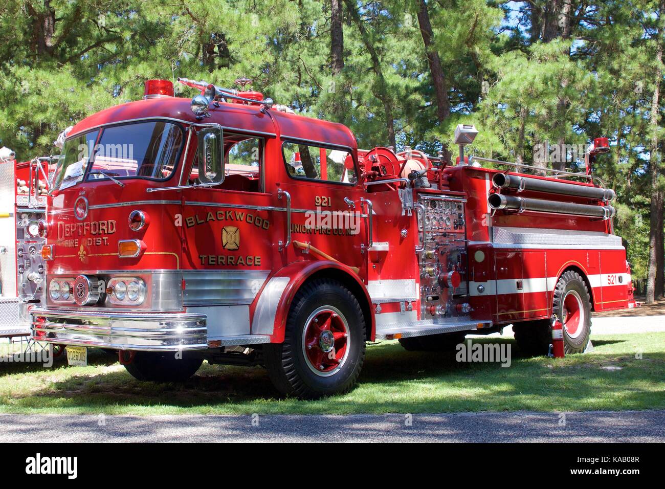 A 1964 Mack C95 pumper at the 37th Annual Fire Apparatus Show and Muster at WheatonArts, in Millville, NJ. Stock Photo