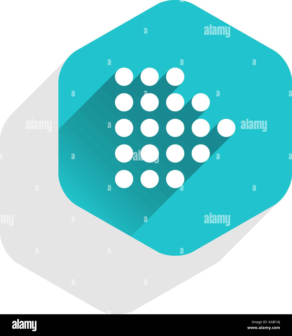 Arrow sign dotted icon LED digital display in hexagon web internet ...