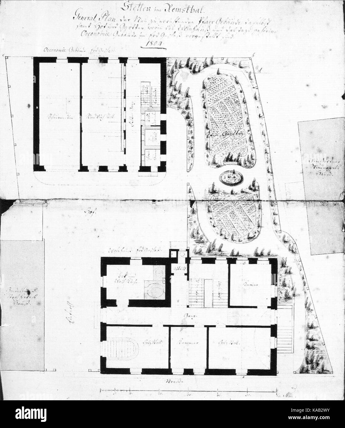 Stetten Lageplan Des Pfarrhauses Mit Scheuer Im Garten Links Haus Stock Photo Alamy