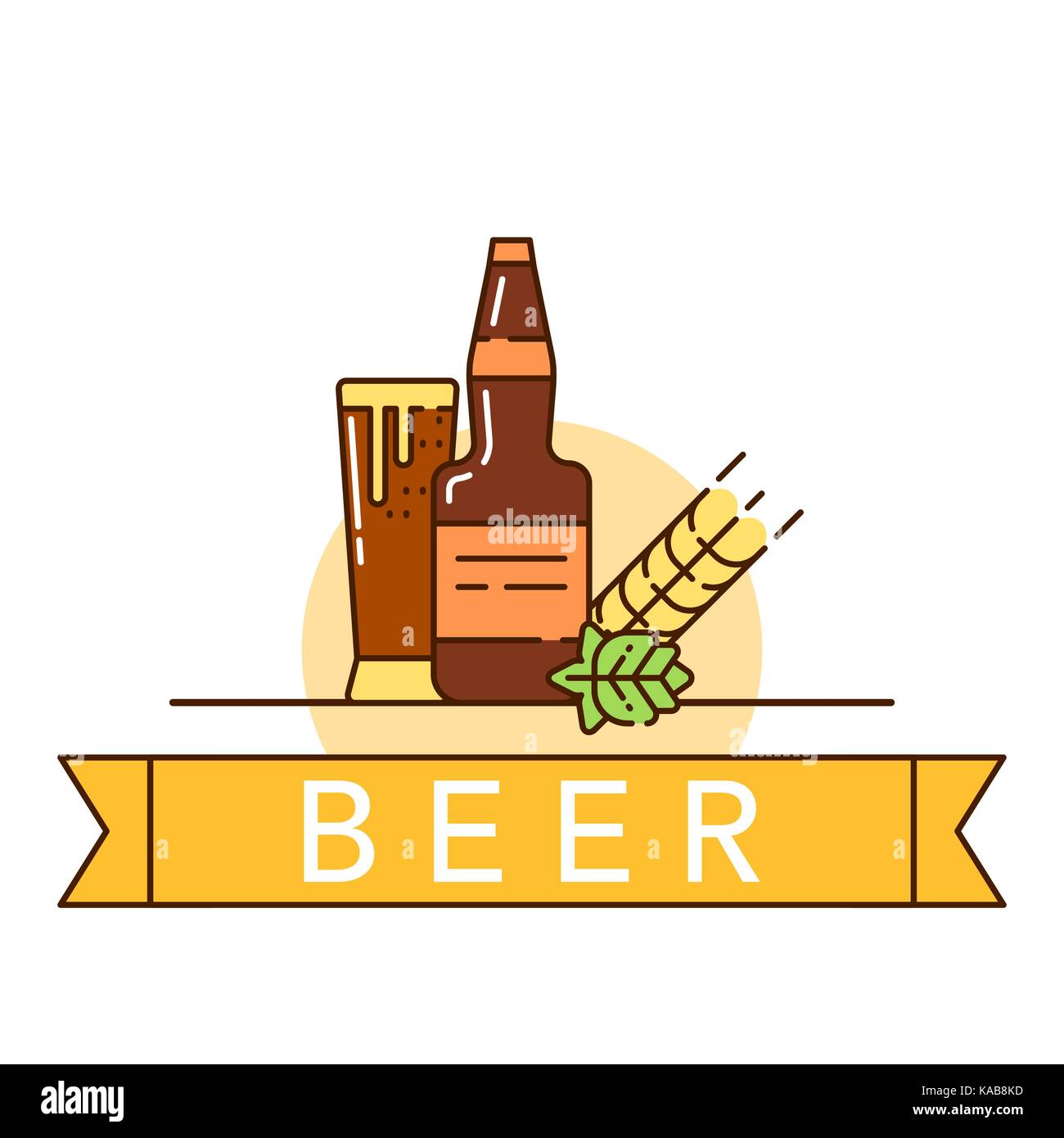 Vector Illustration Of Hop Barley The Beer Glass And Bottle On Stock Vector Image Art Alamy