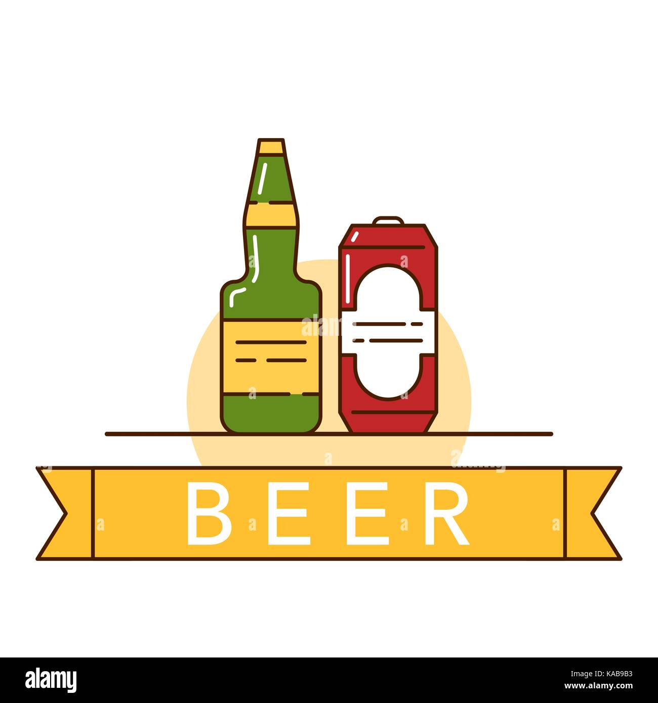 Vector illustration of the beer bottle and can on white background
