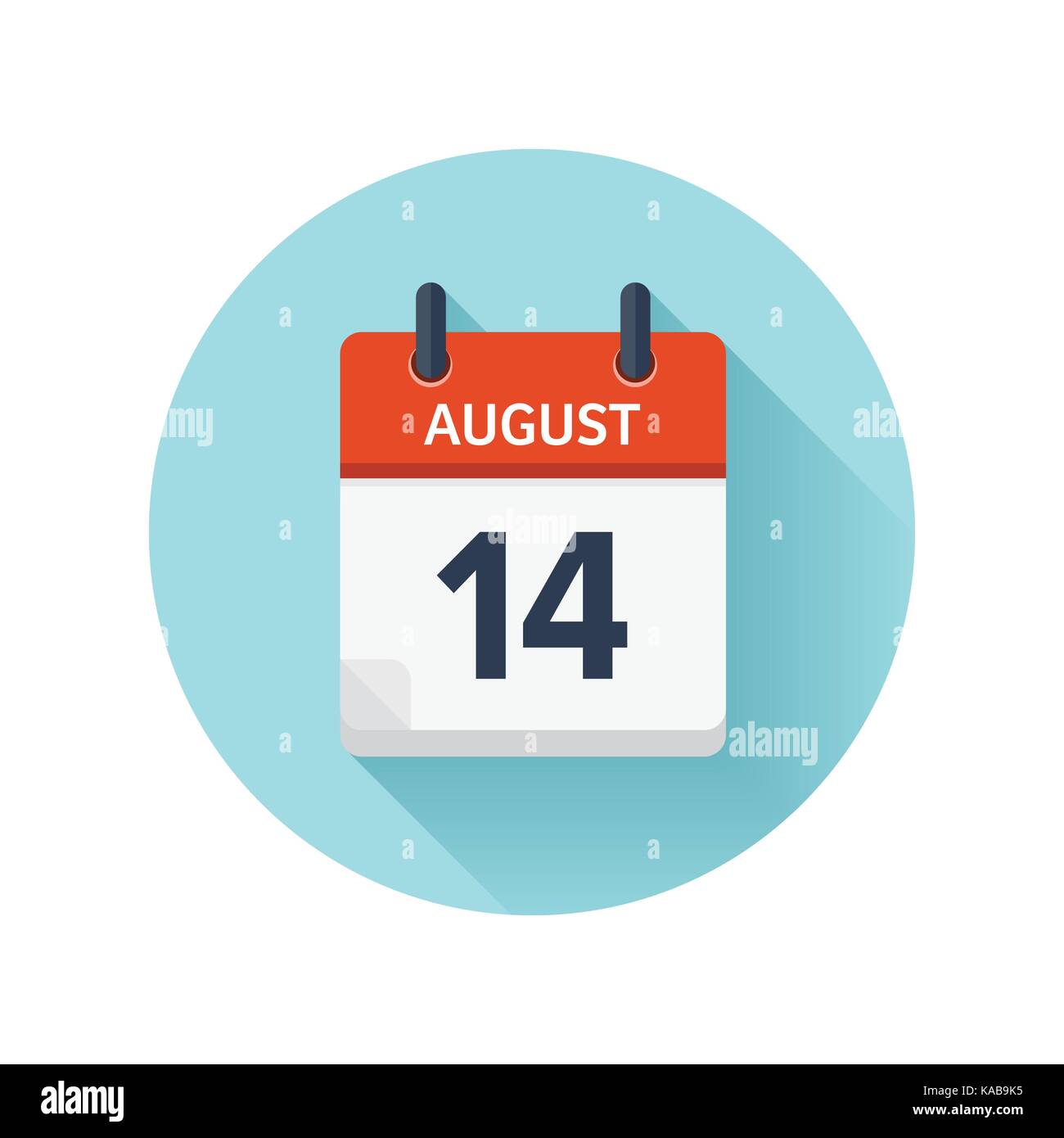 August 14. Vector flat daily calendar icon. Date and time, day, month