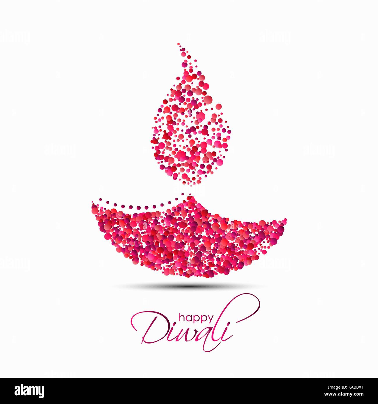 Happy Diwali. The festival of lights. Vector illustration of abstract Indian diya oil lamp made of round confetti for your greeting card design Stock Vector