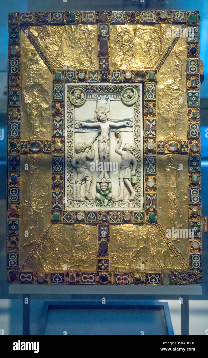 The Codex Aureus of Echternach, illuminated Gospel book,  Germanisches Nationalmuseum, Nuremberg, Germany Stock Photo
